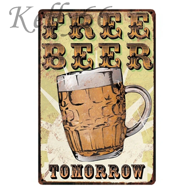 [Kelly66] питьевой холодный пиво человек пещера стиль бесплатно завтра жестяной знак