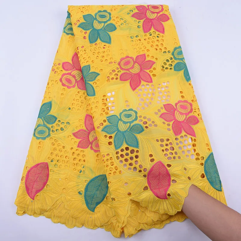 Latest 100% Cotton Lace fabric African 2020 Swiss Voile in Switzerland with Stone Tissus Dentelle High Quality 5Yards | Дом и сад