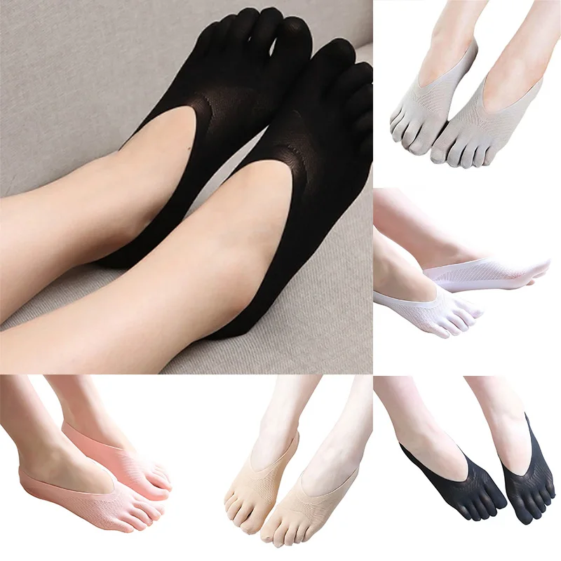 Летние носки с пятью пальцами сетчатые до щиколотки новинка белые черные