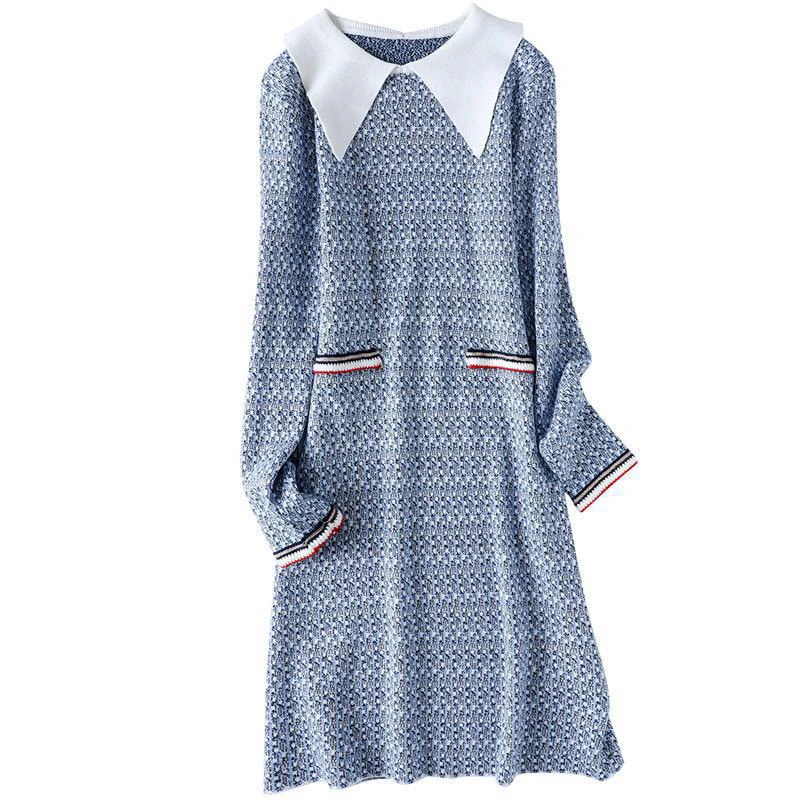 

Slim Printing Dress Women Long Sleeve Knitted Package Hip dress Korean Fashion Patchwork Spring Elegant Party Mini Dress Female