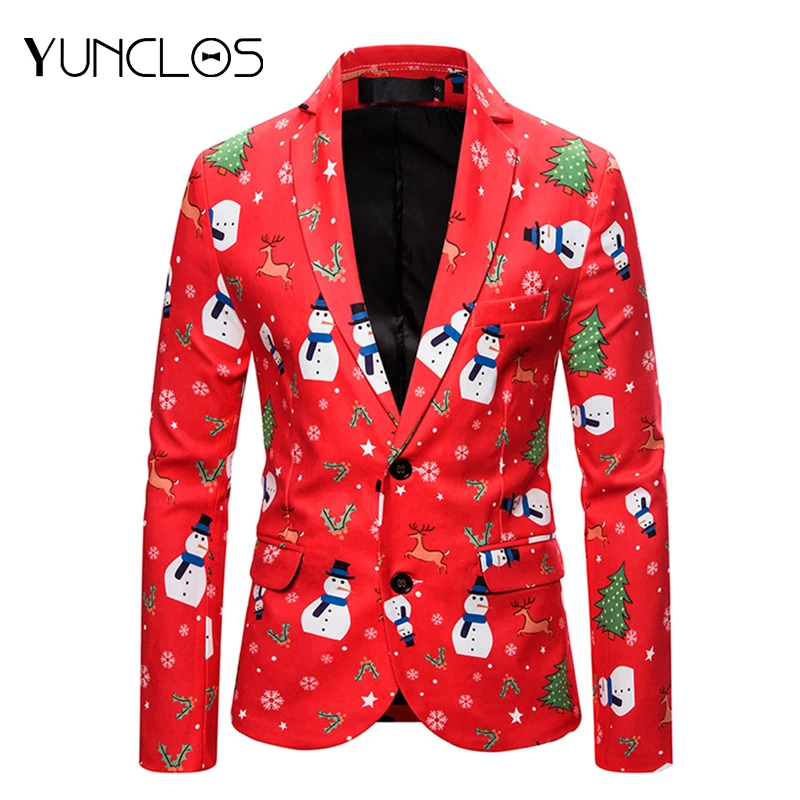 Забавные рождественские мужские костюмы блейзеры для выпускного вечера