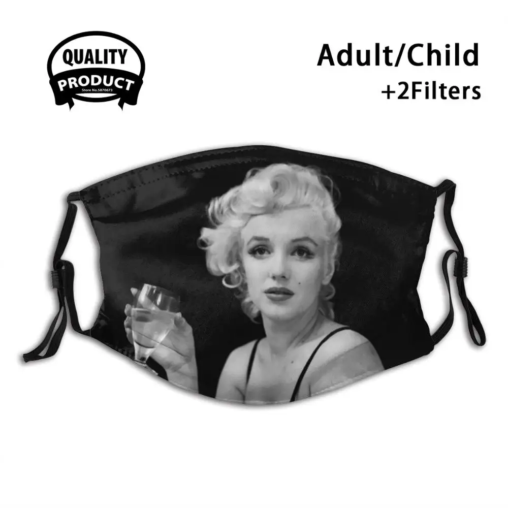 

Marilyn Monroe Cocktail Vintage 1950S Portrait , Black And White Icon Face Mask Anti Dust Filter Men Women Kids Girl Boy Teens