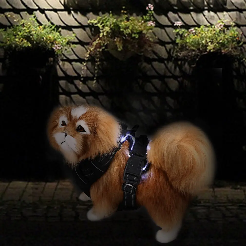 Черный сверхпрочный Мягкий регулируемый светодиодный шейник для собак с