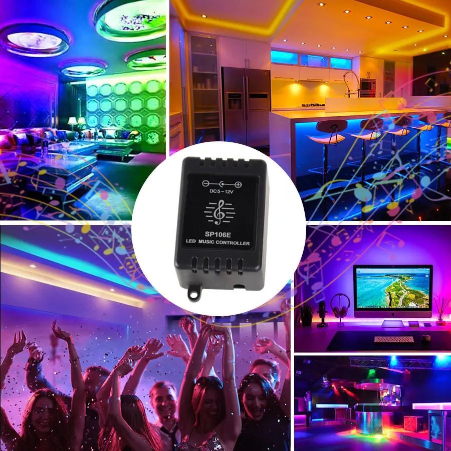 SP106E 9KEY светодиодный музыкальный контроллер RGB DC 5 V-12 V WS2811/WS2812B/6812/1903/6803 Magic лента