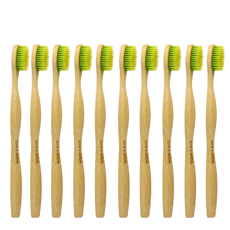 (2 шт.) DYCROL Bamboo Зубная щетка экологически чистая 100% биоразлагаемая древесная