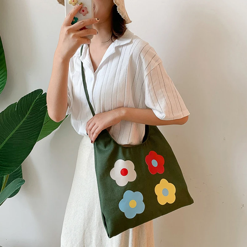 

Fashion Flower Bag Female New Japanese Canvas Wild Student Tide Handbags Messenger Bags Shoulder Bags #20