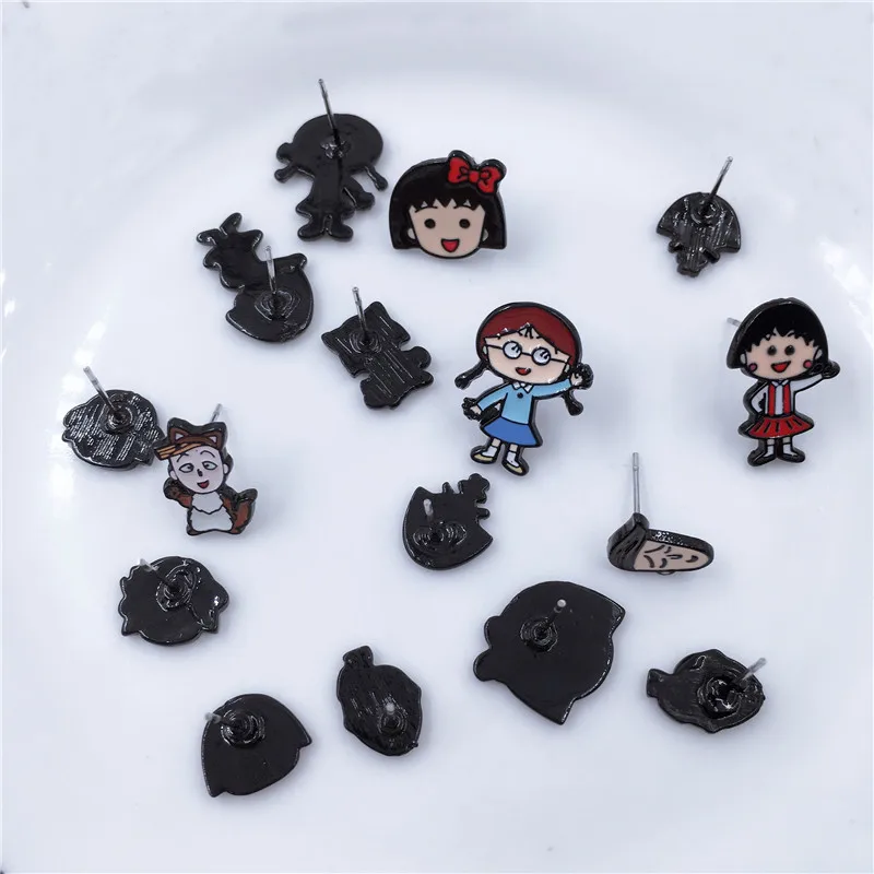 EUPNHY оптовая продажа 20 пар Chibi Maruko гипоаллергенные серьги-гвоздики Мультяшные