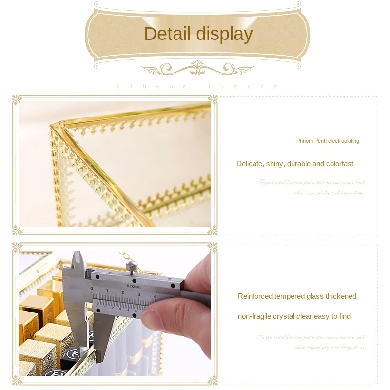 

Lipstick Storage Box with Lid Multi-Grid Lip Lacquer Cosmetic Storage Grid Desktop Dustproof European Light Luxury