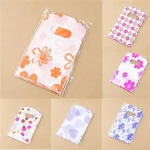 

Hot Sale 100 Pcs Pretty Mixed Pattern Plastic Gift Bag Shopping Bag Packaging Bags 14*9CM Wholesale