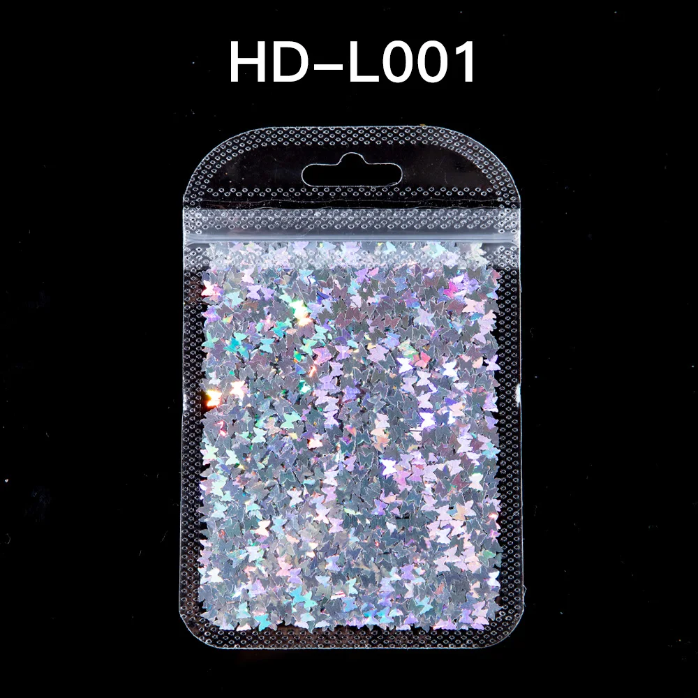 Голографические 3d-наклейки с бабочками и блестками для дизайна ногтей блестящие