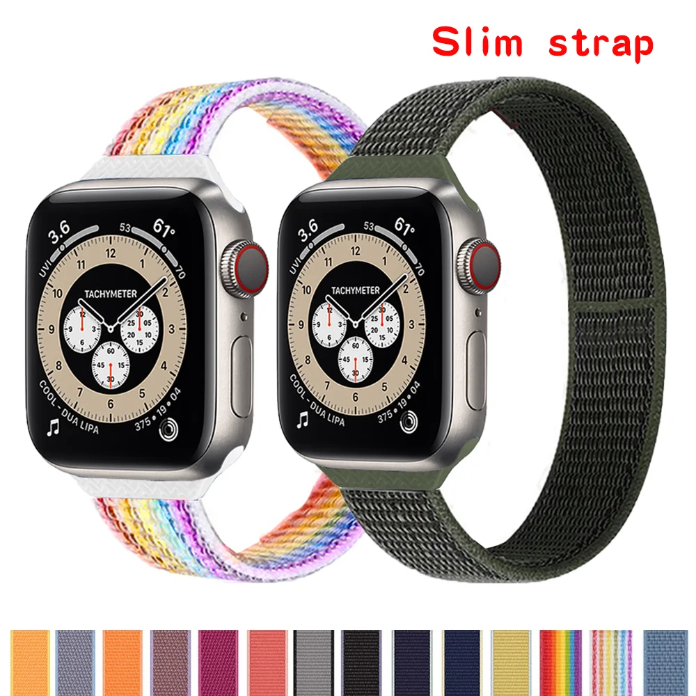 

Slim strap for Apple watch band 44mm 40mm iwatch band 42mm 38mm smartwatch Nylon Loop bracelet correa apple Watch 6 se 5 4 3 2 1