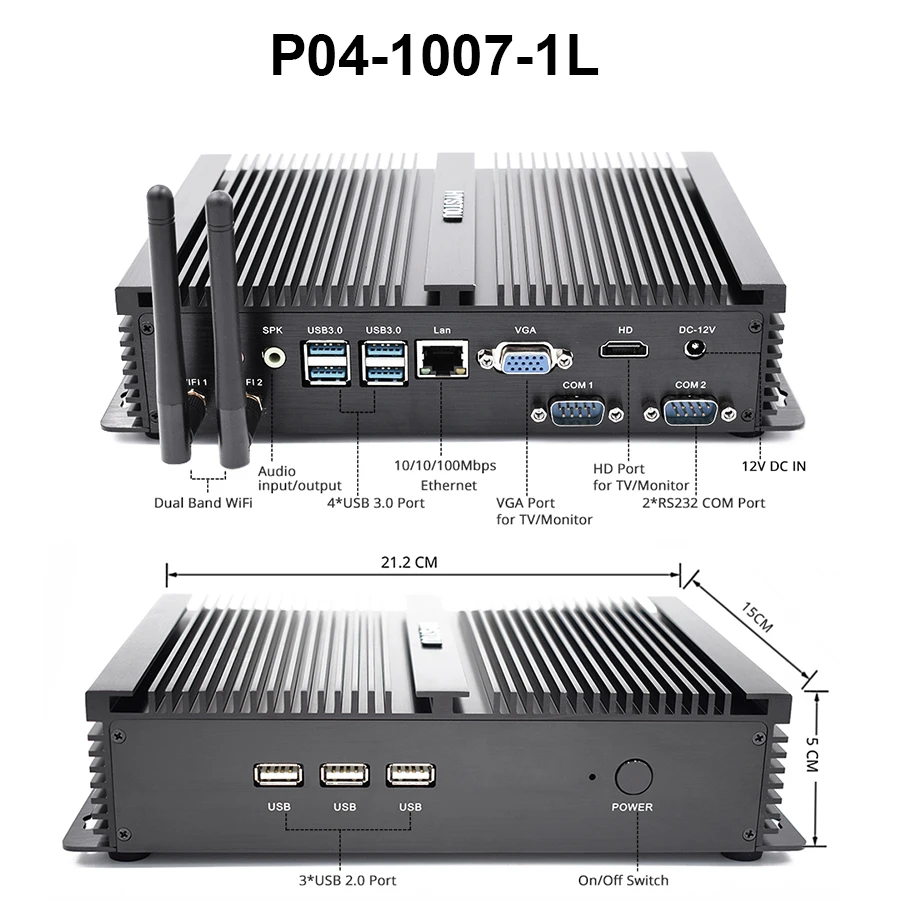 Intel Core i7 4500U i5 8250U промышленный настольный компьютер 5250U Win10 Linux i3 Minipc Intel NUC 4K HD RS232 RS485 персональный портативный ПК - Цвет: P04-1007U 1L