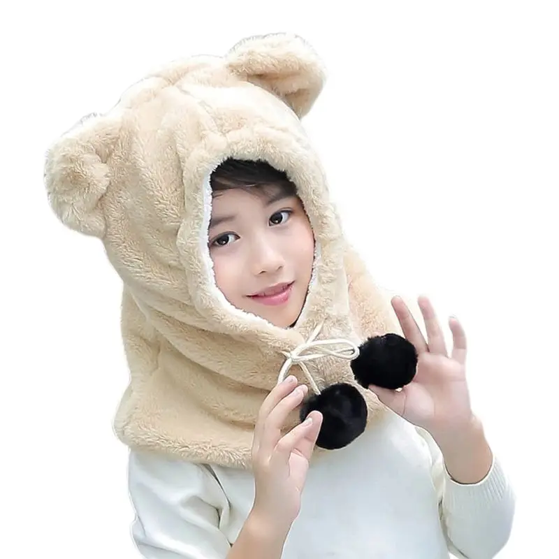 Зимняя Балаклава для взрослых и детей шапка с милыми медвежьими ушками