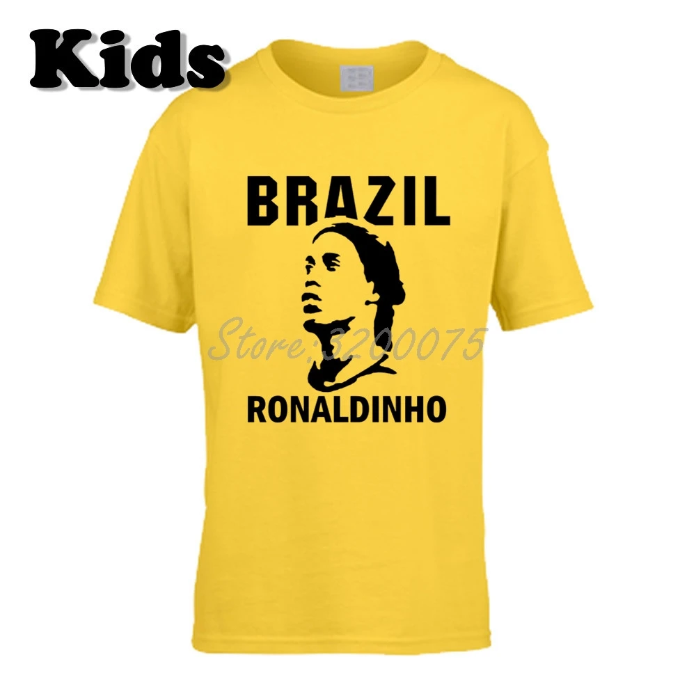 18 Детская футболка Ronaldo De Assis Moreira Ronaldinho 10, Бразильская Легенда Футболка с круглым вырезом для мальчиков и девочек W19032911 - Цвет: 18