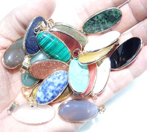 Натуральный камень бирюзовый кварцевый кристалл тигровый глаз подвеска в виде