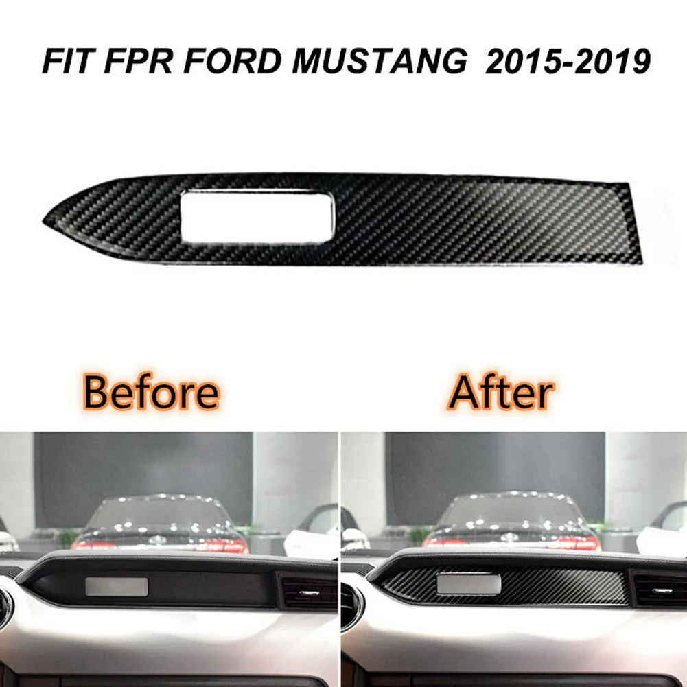 

Отделка панели салона приборной панели из углеродного волокна для Ford Mustang 2015-2019, декоративная наклейка