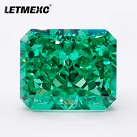 letmexc high carbon diamond lab zircon cubic zirconia green crushed ice cut radiant octagon 5a quality