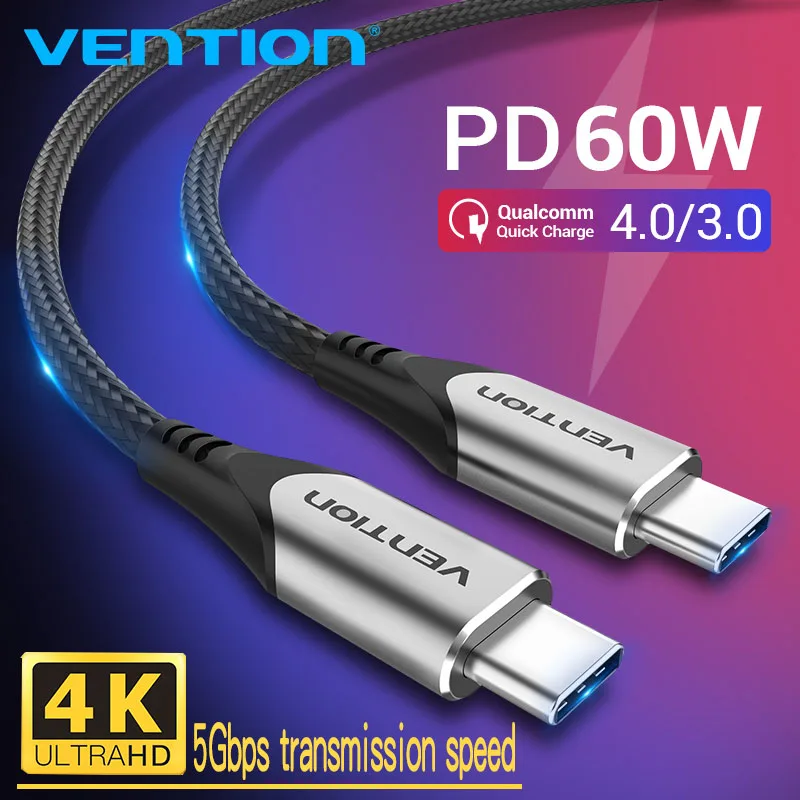 

Vention USB C to USB Type C for Samsung S20 PD 60W Cable for MacBook Pro iPad Pro2020 Quick Charge 4.0 USB-C Fast USB Charge 1m