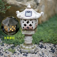 chinese courtyard decoration solar lamp ornaments retro building outdoor terrace garden decoration landscaping living room