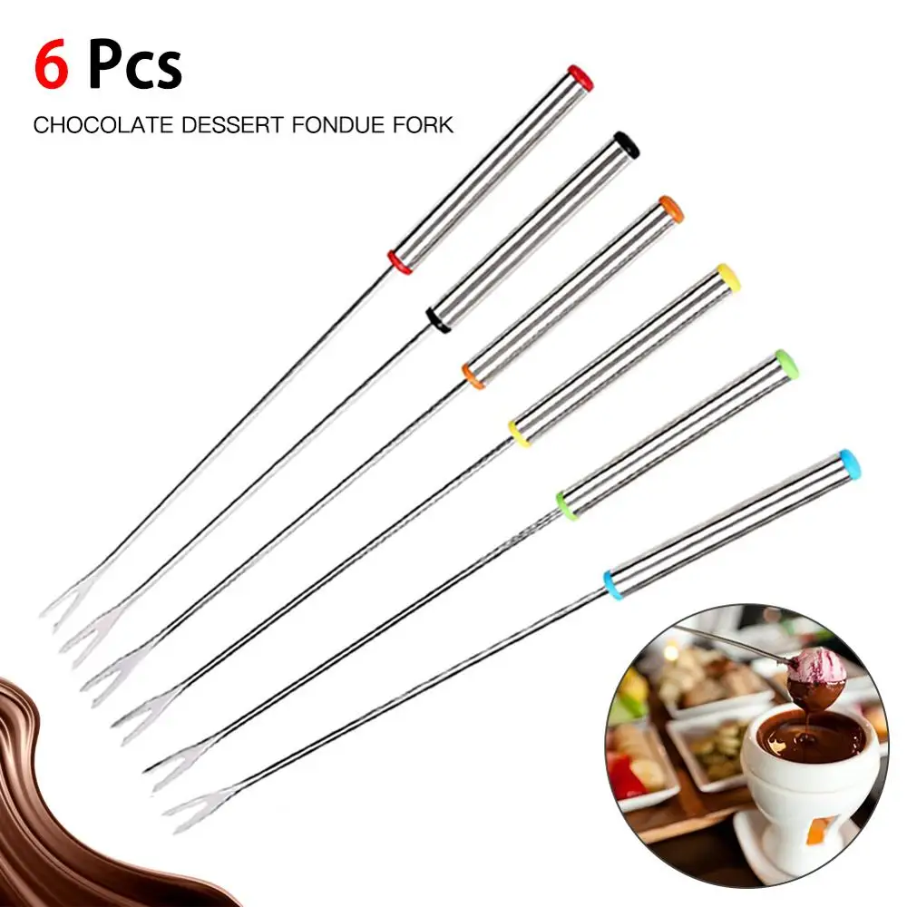 6 шт Нержавеющая сталь Десертная Вилка сыра и шоколадного фондю вилки для