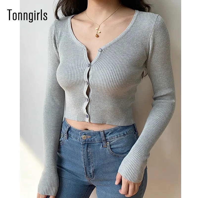 

Новый весенний женский кардиган в стиле пэчворк Tonngirls 2021, Модный облегающий Женский вязаный свитер, свитер на пуговицах с длинным рукавом, д...