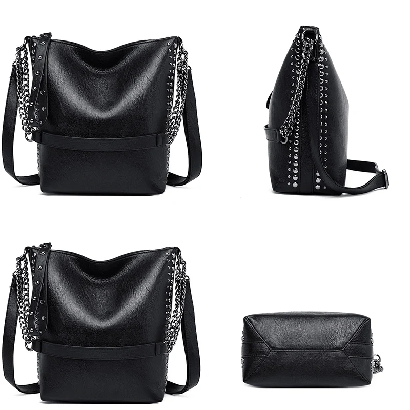 Женская сумка на цепочке с заклепками роскошная женские сумки из мягкой кожи