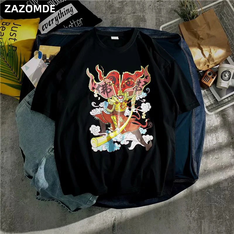 Футболка ZAZOMDE мужская с мультяшным принтом хлопковая уличная одежда в стиле хип