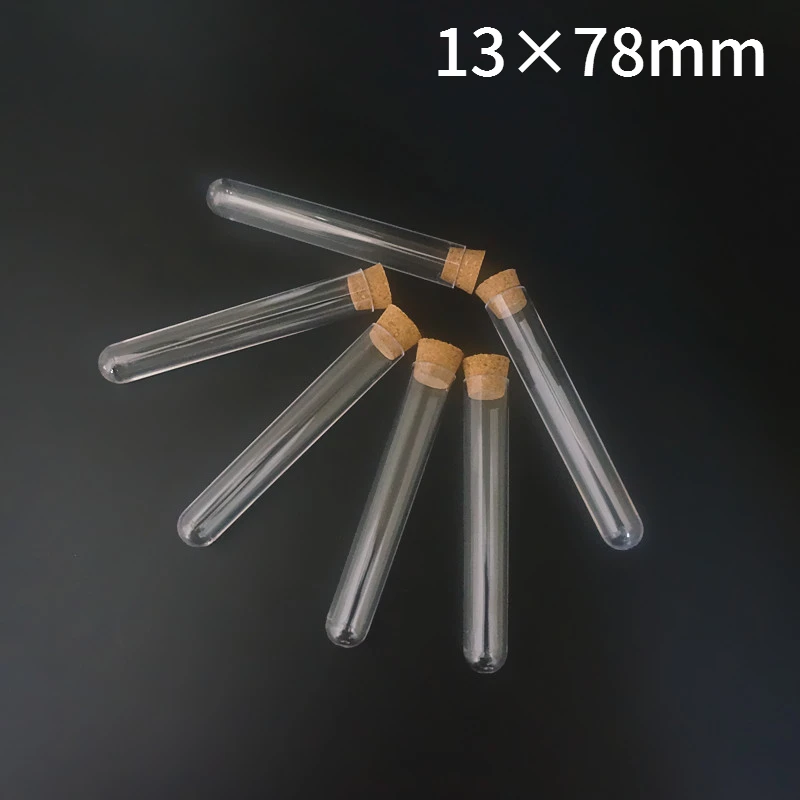 

100 шт./лот 13x78 мм лабораторные пластиковые пробирки с пробкой для лаборатории свадебные подарки деревянные пробки
