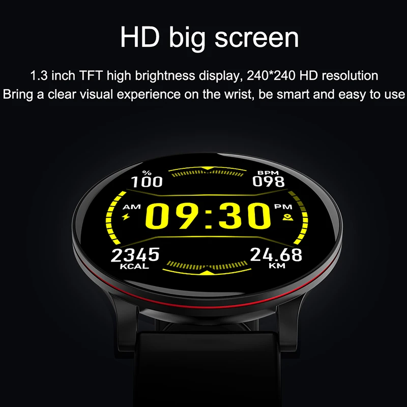 Смарт часы мужские IP68 водонепроницаемые умные с измерением сердечного ритма