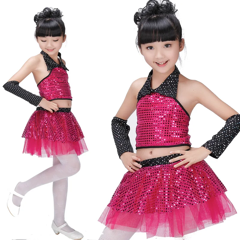 

Children Sequin Jazz Dance Modern Dance Costume Fashion Latin Waltz Dancing Dress Stage Show Dresses Jazz Custumes For Girl