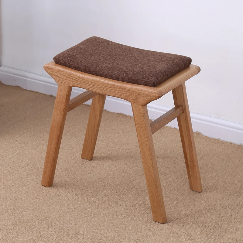 

Vanity Stool with Solid Oak Wood Legs Makeup Bench Dressing Footstool Padded Cushioned Chair Piano Seat Ottoman for Women Girls