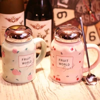creative pink fruit cups ceramic mugs handmade irregular shaped tea milk coffee mug unique gifts home decor
