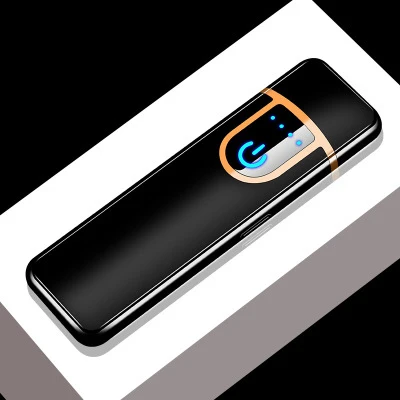 Black Зарядная электрическая зажигалка креативная USB мини-сигарета перезаряжаемая сигара металлические электронные зажигалки сенсорные гаджеты для мужчин - Color: Black