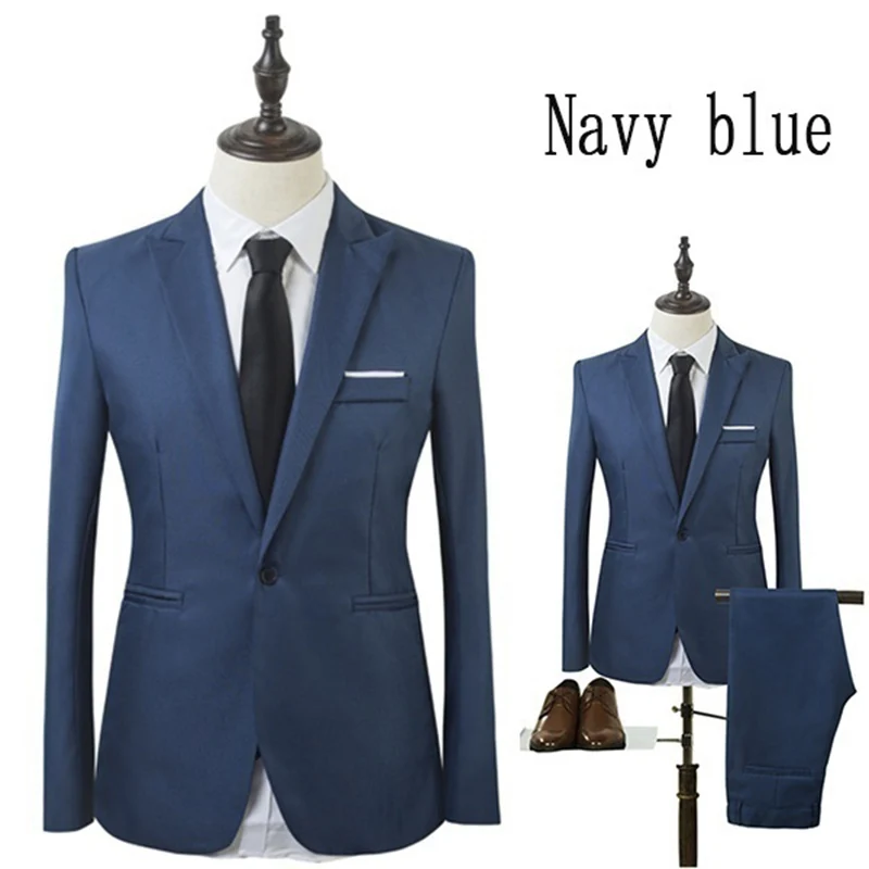 ZOGAA 2019 High Quality Men Fashion Slim Suits Male Business Casual Groomsman 2pcs Wedding Suit Men's Jacket Pants Trousers Sets | Мужская