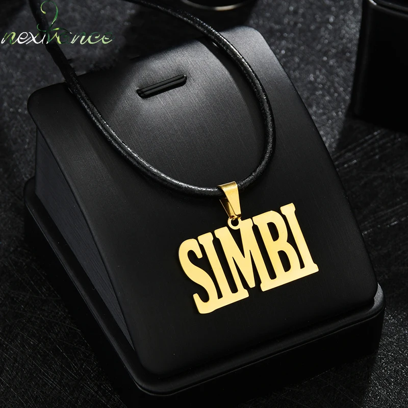 

Nextvance Personalize Custom Name Necklace Leather Cord Handmade Pendant Stainless Steel Nameplate Men Boy Husband Birthday Gift