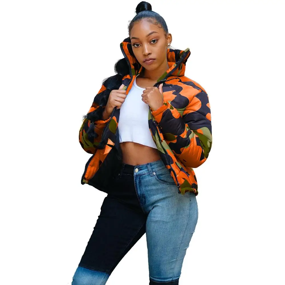 

Fashion street wear women's printed zipper cotton-padded jacket winter thick warm goose down cotton-padded jacket