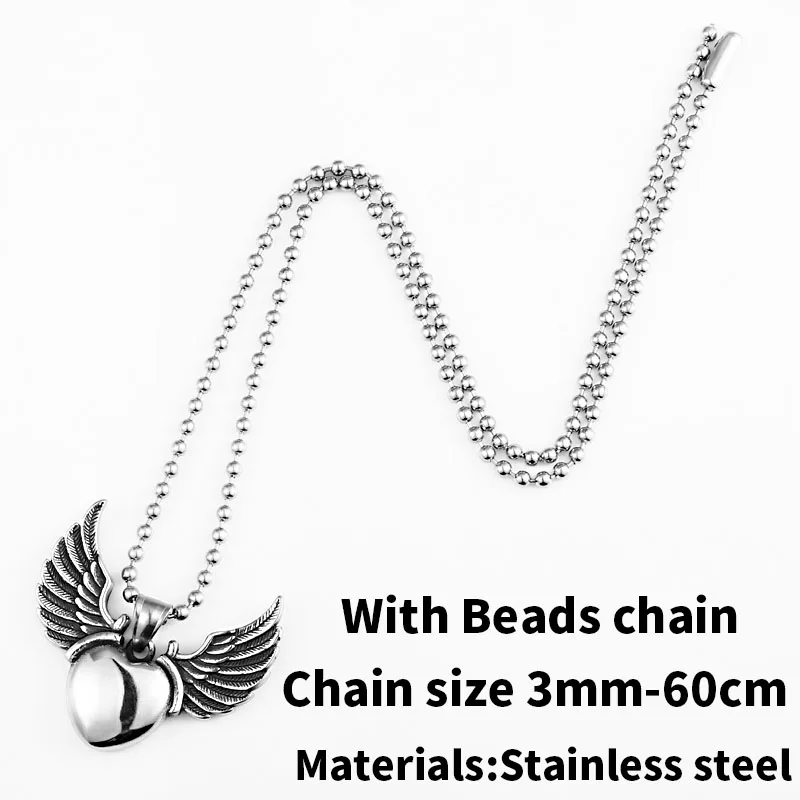 heart with bead Нержавеющая сталь Новое поступление Угол крыла панк черепа мужчины кулон из нержавеющей стали высокого качества ювелирные изделия - Окраска металла: heart with bead