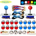 Аркадный шкаф в американском стиле, набор сделай сам для 12 В, светодиодная хромированная кнопка, zippy, джойстик, 2 проигрывателя, кнопка для монет, Нулевая задержка для ПК