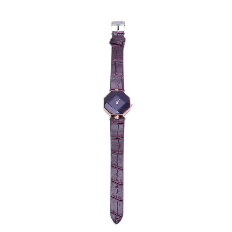 

Lady Women Diamond Leather Stainless Steel Date Analog Quartz Wrist Watch