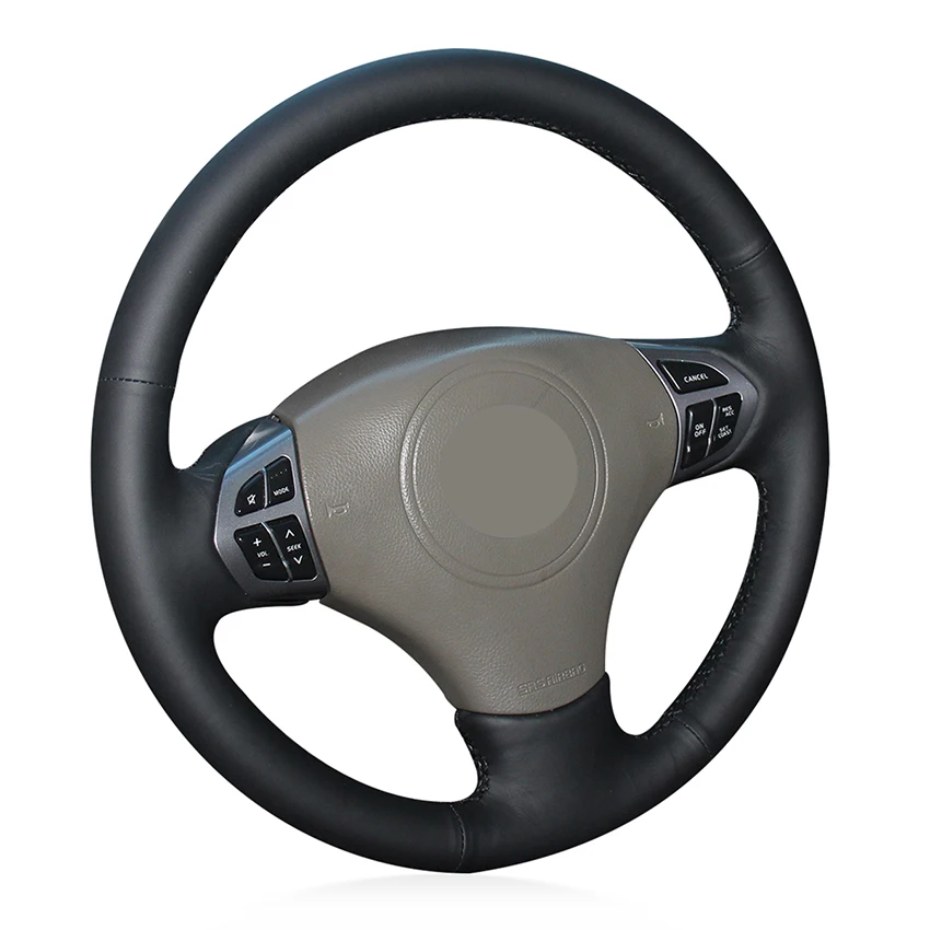 Сшитый вручную черный Противоскользящий чехол рулевого колеса автомобиля из