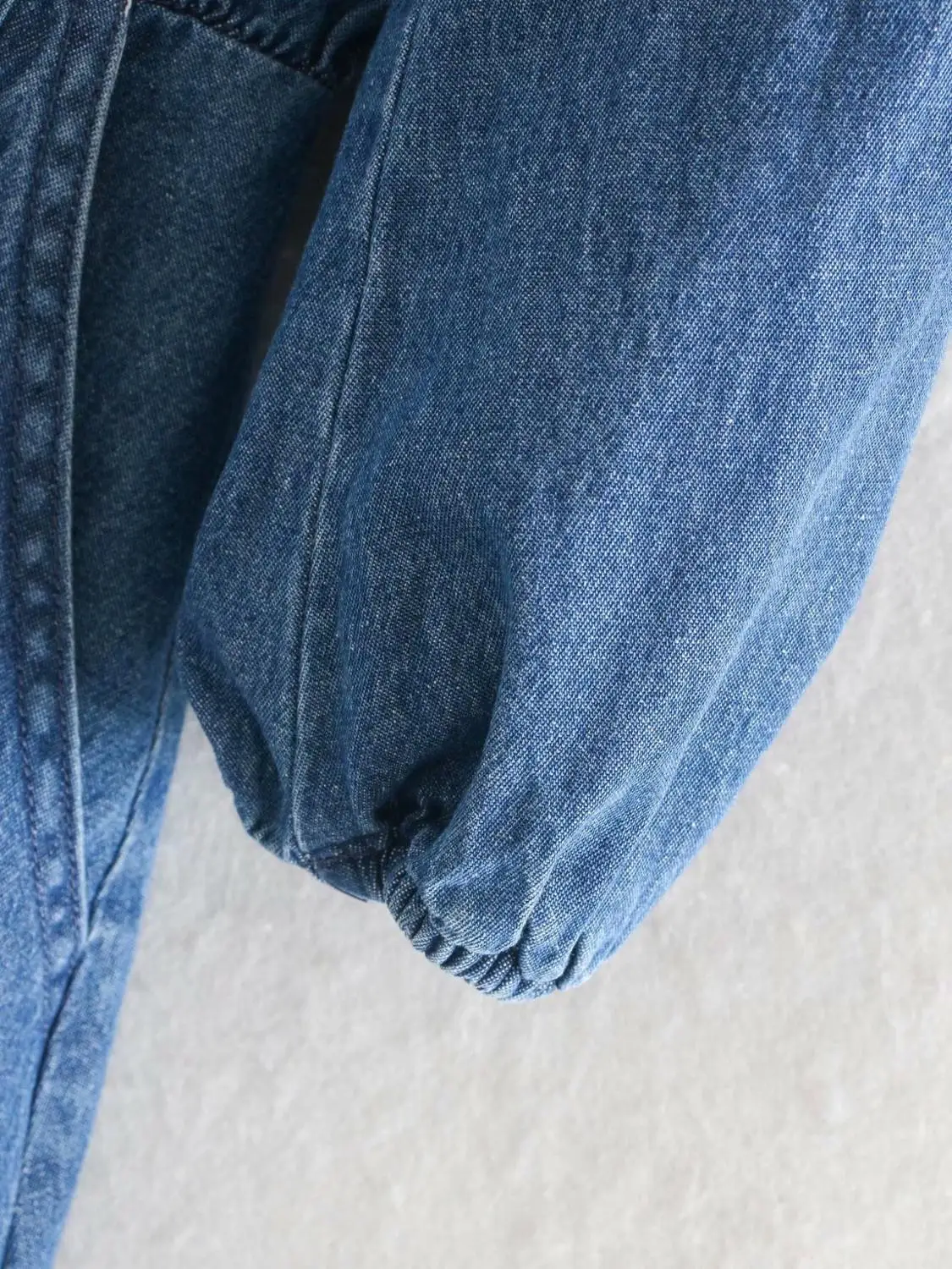 Женское винтажное джинсовое мини-платье с V-образным вырезом оборками и рукавом