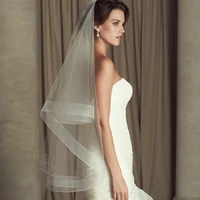2020 new one layer white fingertip bride veil short bridal wedding veils without comb