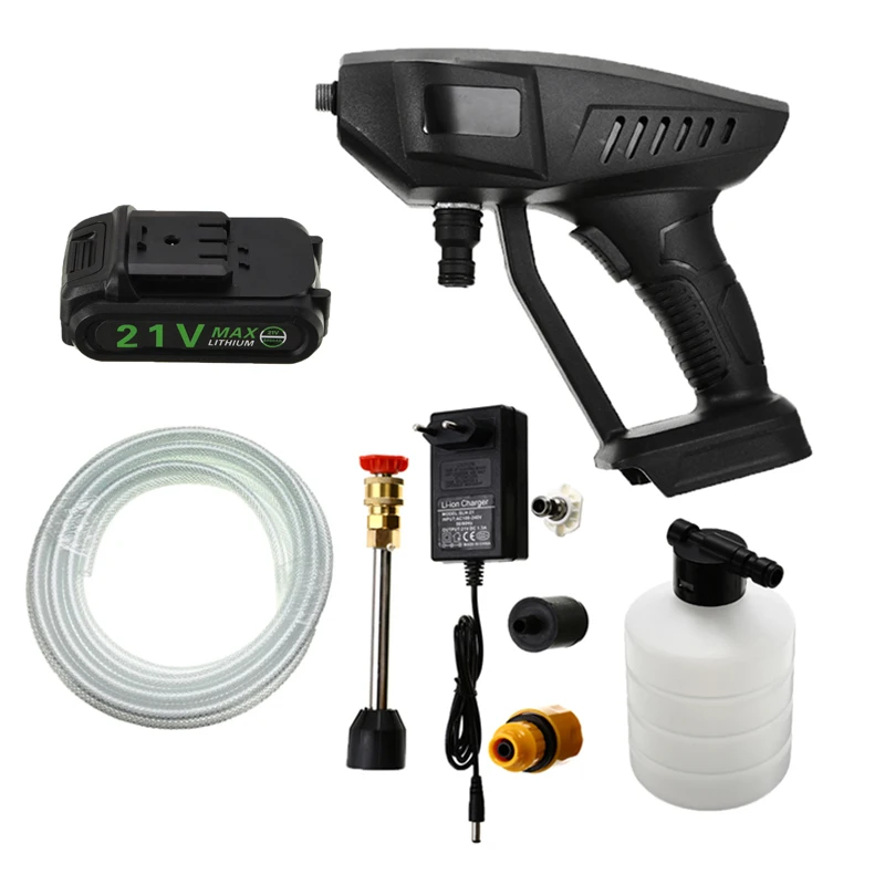 

21V Portable Cordless Car Washer High Pressure Water Gun Handheld Cleaner Window Floor Cleaning Gun Rechargeable Lithium Battery