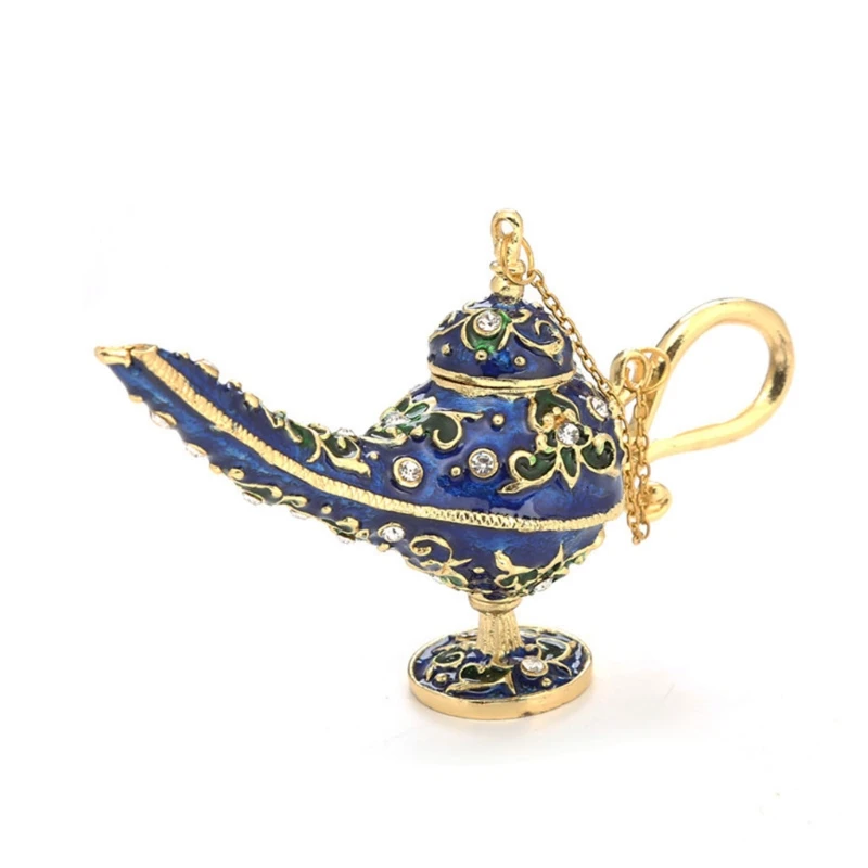 

Aladdin Lamp Enamel Decoration Jewelry Box Luxury Classic Legend Aladdin Magic Genie Light Lamp Jewelry Organizer T84A