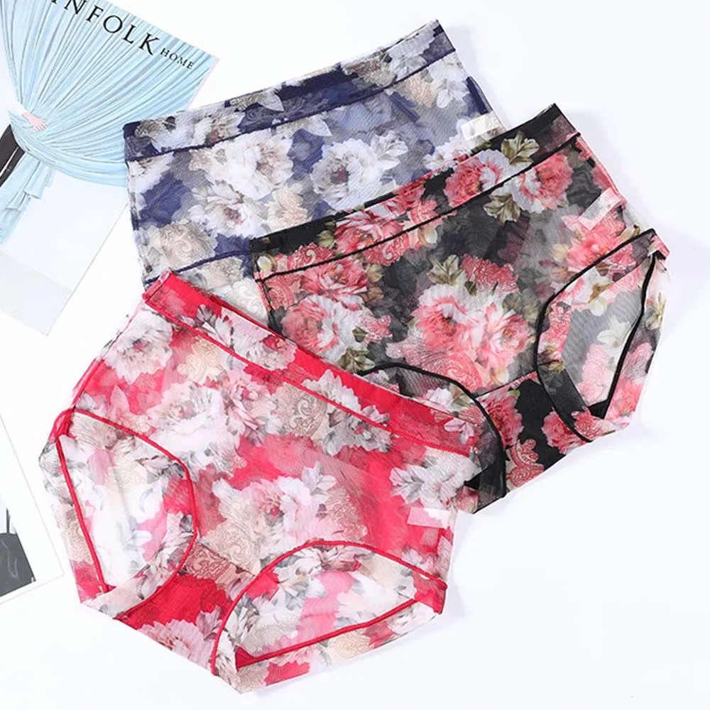 Женские сексуальные бесшовные трусики с цветочным принтом женские удобные