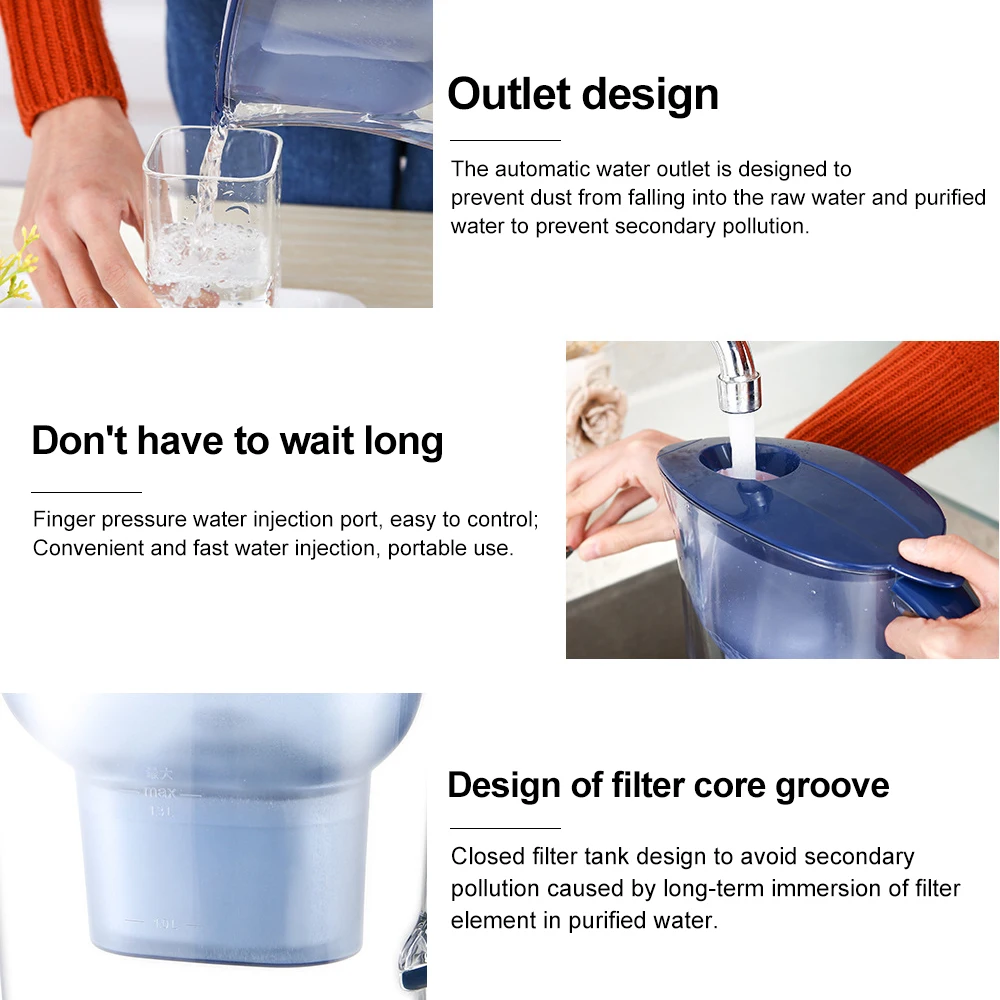 Кувшин для очистки воды 2 5 л домашний фильтр 4 ступенчатый удаления примесей