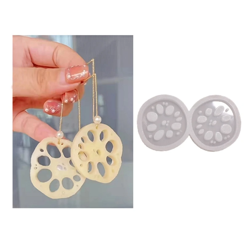 

Diy Crystal Epoxy Mold Earrings Pendant Jewelry Mold Hanging Pendant Decoration Lotus Root Slices Mirror Silicone Mold