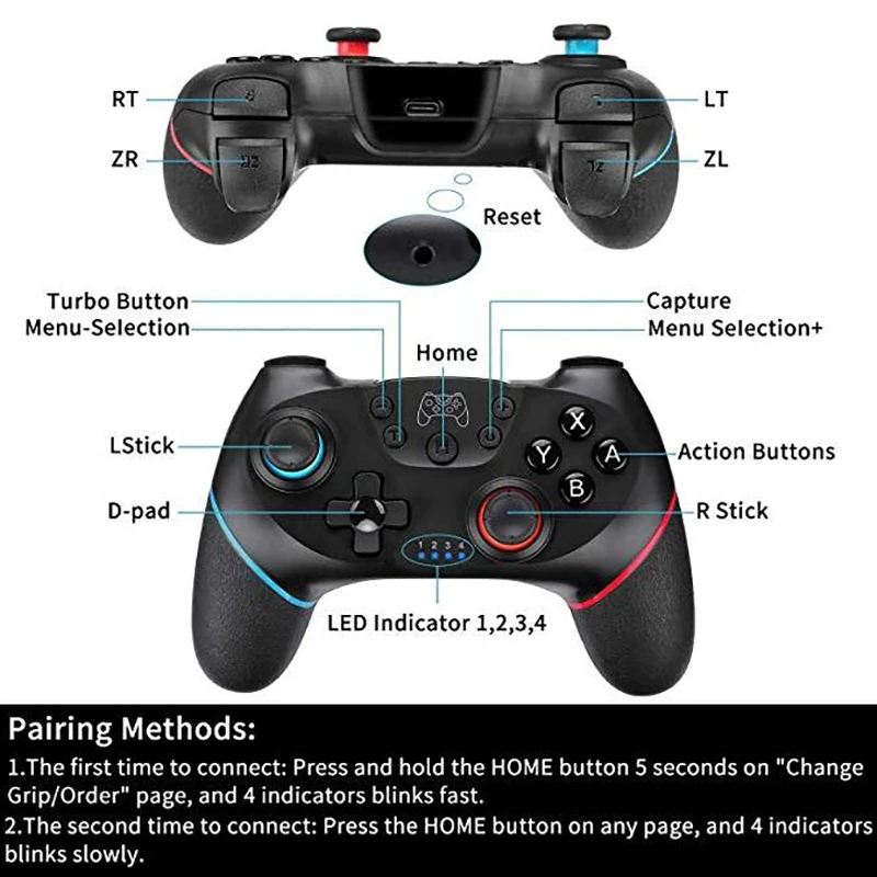 Беспроводной Bluetooth игровой контроллер для Nintendo Switch Pro NS-переключатель Pro 6-axis ручка вибрации с двумя двигателями джойстика геймпад