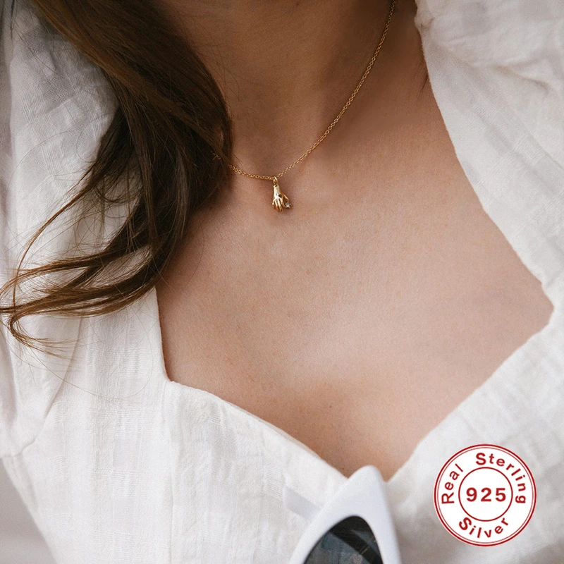 

AIDE изысканный можно держать в руке, стильный элегантный кулон "Сердечко" для женщин INS 925 стерлингового серебра ключицы ожерелья цепи ювелир...