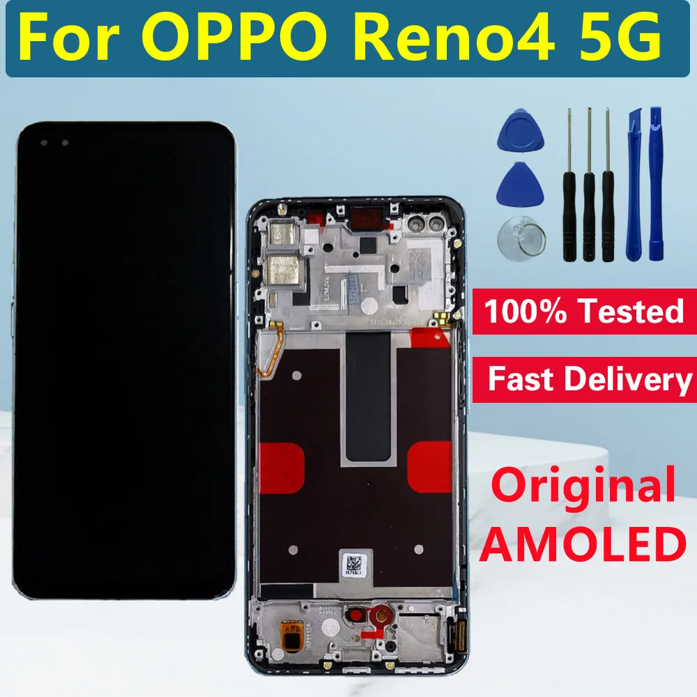Pantalla AMOLED Original de 6,6 pulgadas para m&oacute;vil, digitalizador de pantalla LCD con Panel t&aacute;ctil con Zoom 10x para Reno 10X, marco de pantalla LCD de repuesto-0